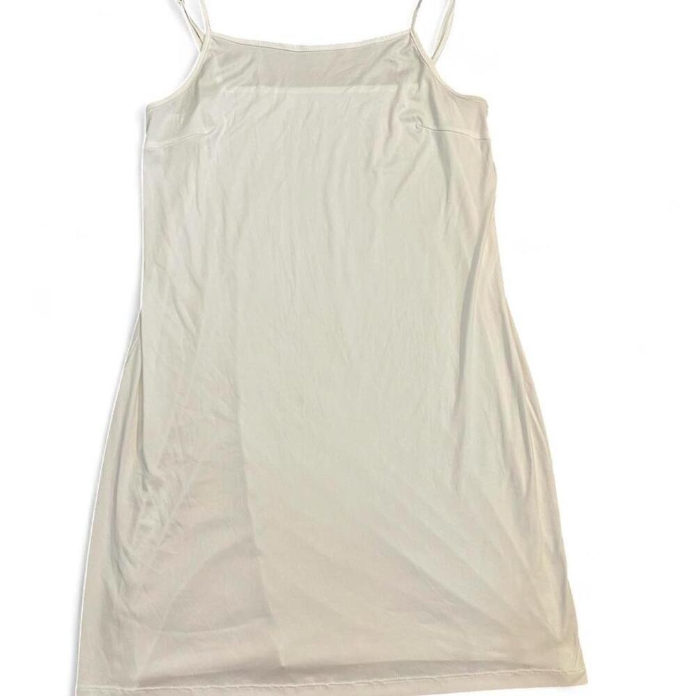 White silky mini slip dress